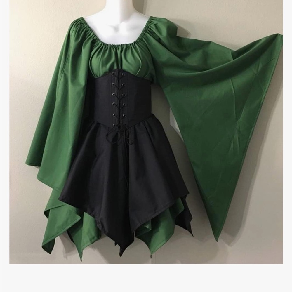 Women’s medium renaissance outfit floral headpiece elf ears and stockings